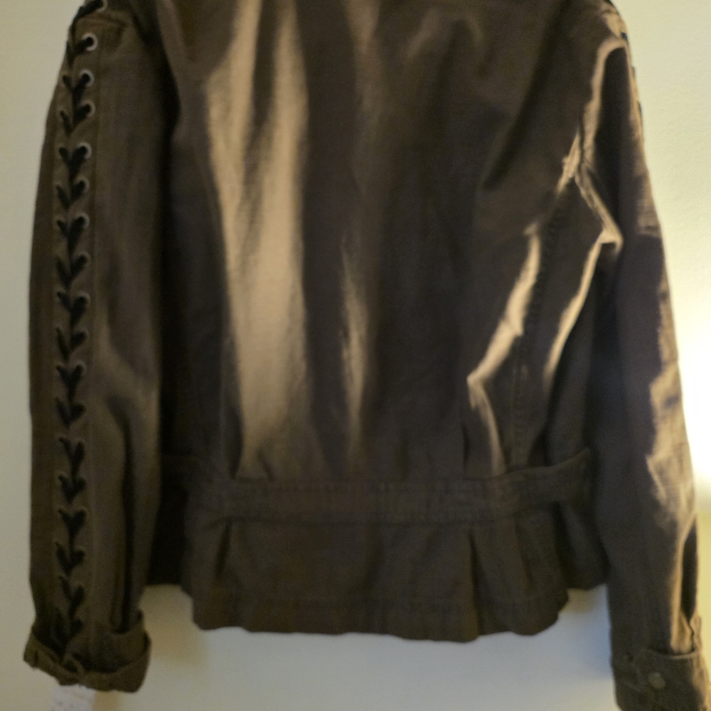 NWT FREE PEOPLE Tan Utility Jacket with Black Accents - Picture 4 of 7